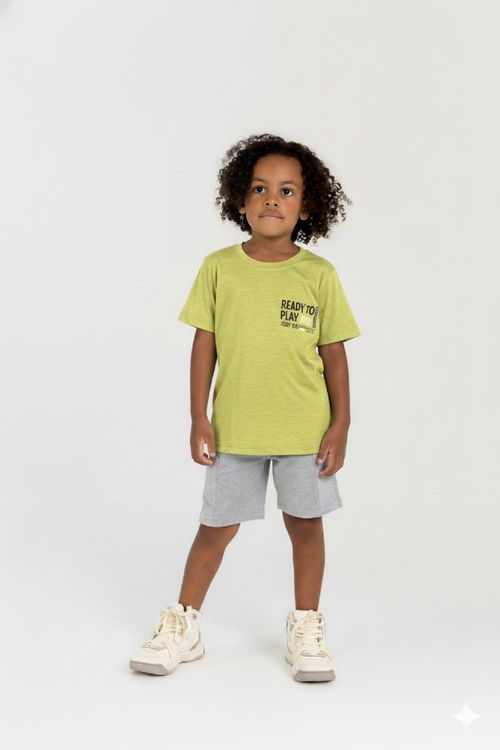 Conjunto com Camiseta e Bermuda para Menino (Amarelo) Guloseima