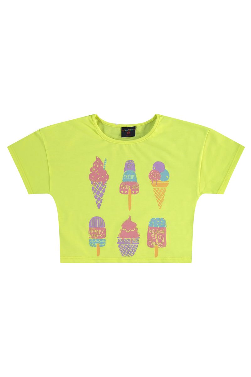 Conjunto Infantil para Menina com Blusa e Shorts Amarelo