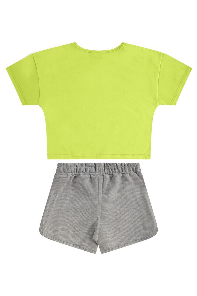 Conjunto Infantil para Menina com Blusa e Shorts Amarelo