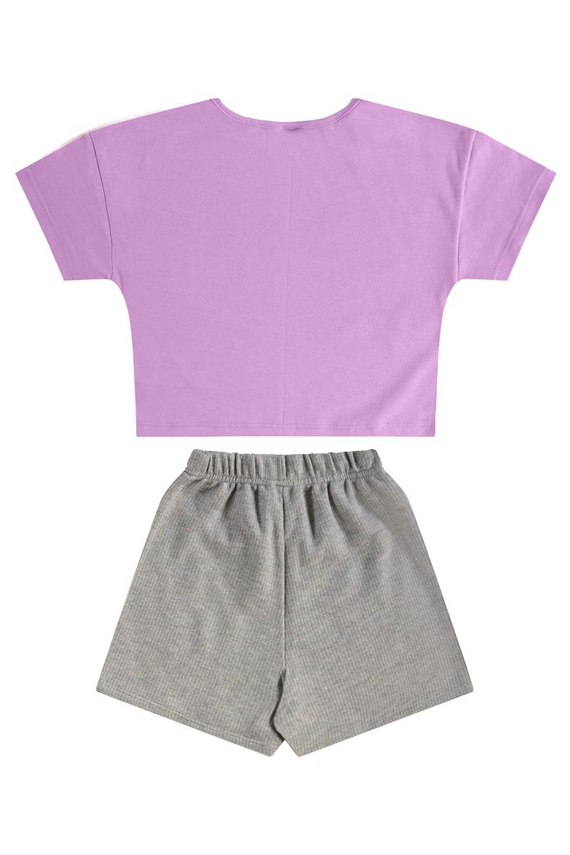 Conjunto Infantil com Blusa e Short-Saia Lilas