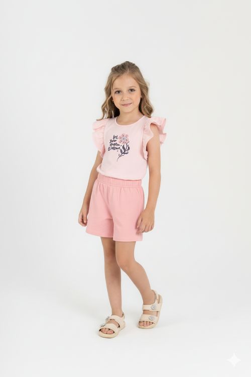 Conjunto com Blusa e Short para Menina (Rosa) Guloseima