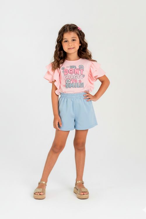 Conjunto com Blusa e Short Infantil para Menina (Rosa) Guloseima