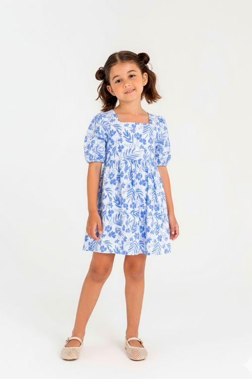 Vestido Infantil em Malha Laise (Azul) Guloseima