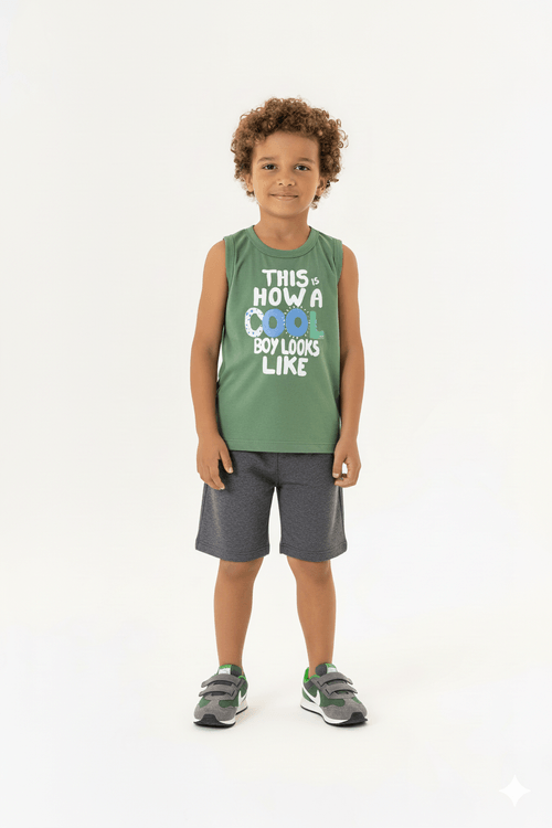 Conjunto Regata e Bermuda Infantil (Verde) Guloseima