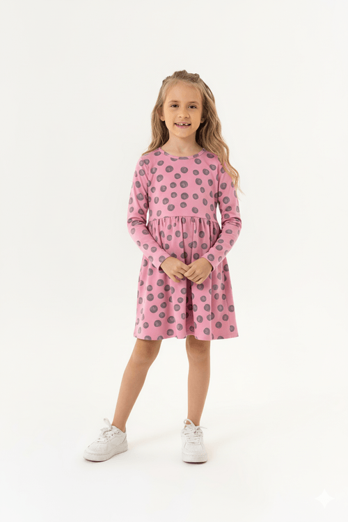 Vestido Manga Longa Infantil (Rosa) Guloseima