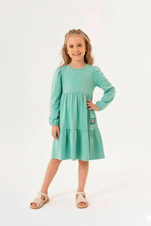 Vestido Infantil em Molecotton Sem Felpa (Verde) Guloseima