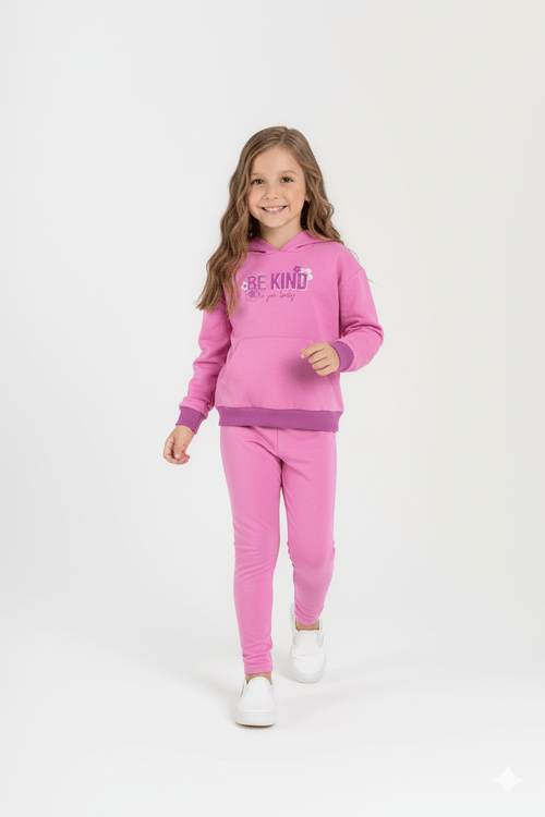Conjunto Infantil Feminino em Molecotton com Felpa (Lilás Neon) Guloseima
