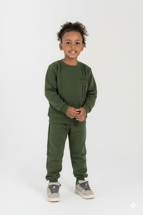 Conjunto Infantil Masculino Blusão e Calça em Moletom (Verde) Guloseima