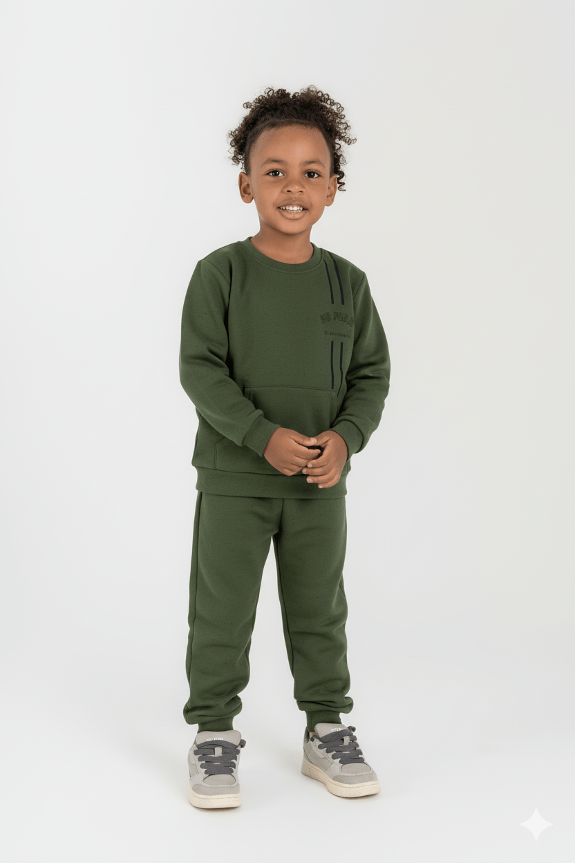 Conjunto Infantil Masculino Blusão e Calça em Moletom (Verde) Guloseima
