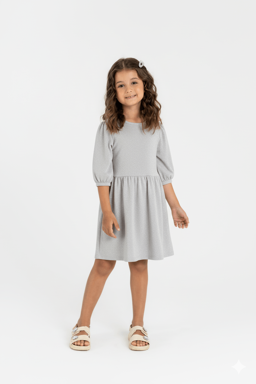 Vestido em Moletom com Glitter Infantil (Cinza) Guloseima