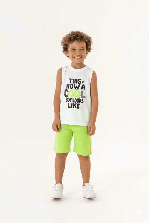 Conjunto Regata e Bermuda Infantil (Branco) Guloseima