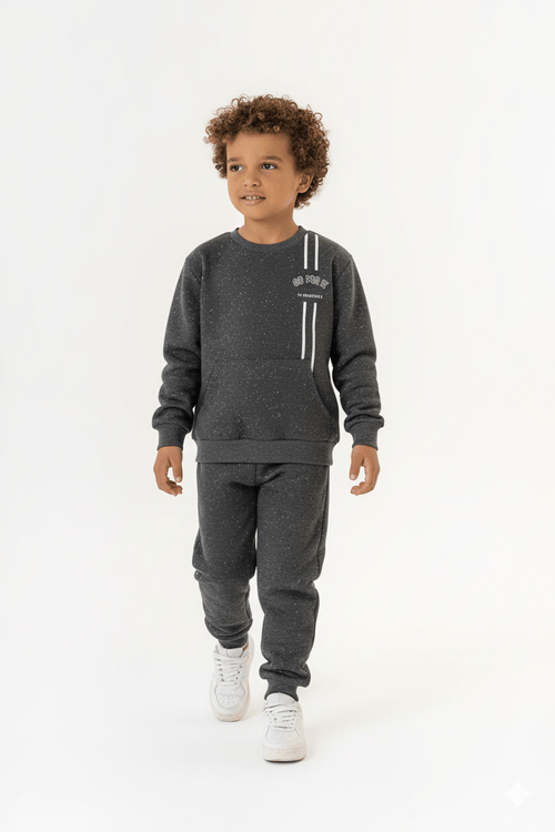 Conjunto Infantil Masculino Blusão e Calça em Moletom (Preto) Guloseima