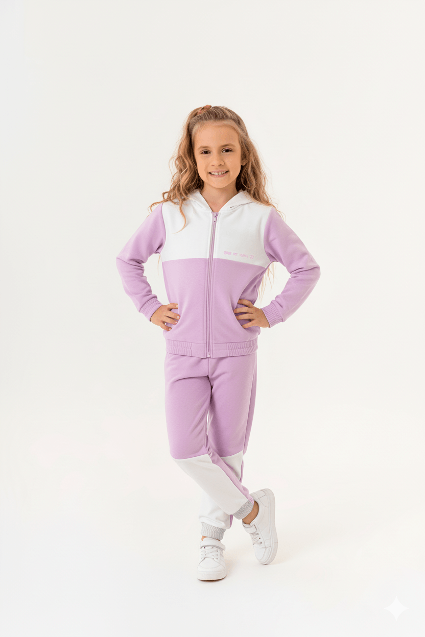 Conjunto Jaqueta Cropped e Calça Infantil Menina (Roxo) Guloseima