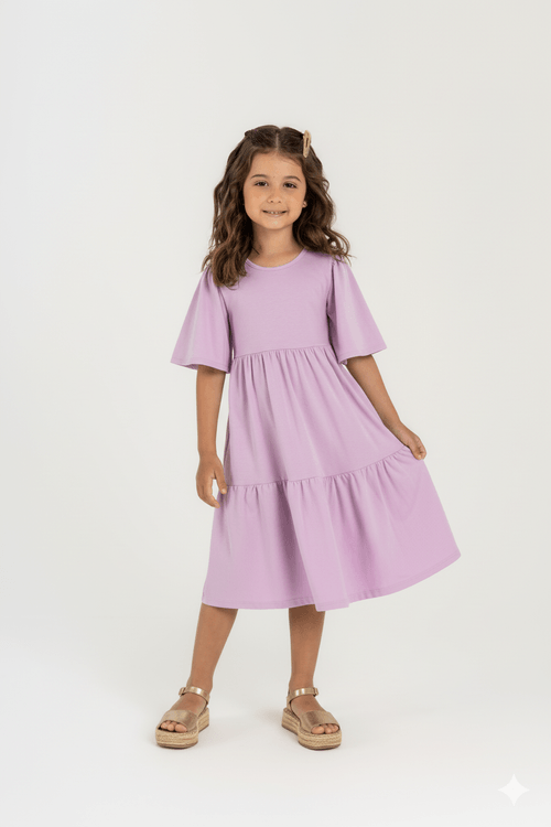 Vestido Infantil em Meia Malha (Roxo) Guloseima
