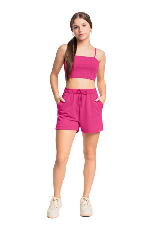 Top em Ribana Canelada Juvenil (Rosa) Gloss