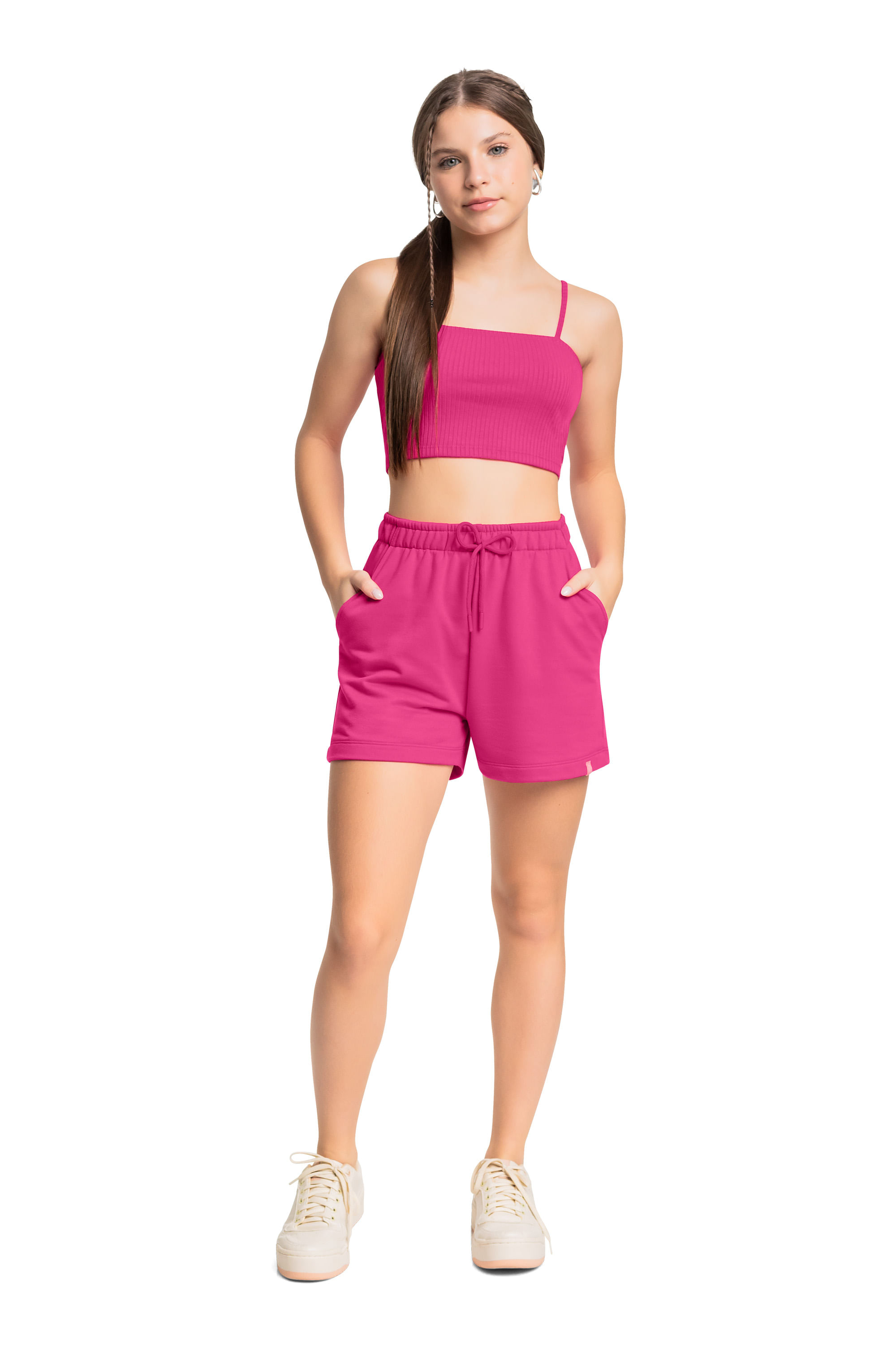 Top em Ribana Canelada Juvenil (Rosa) Gloss