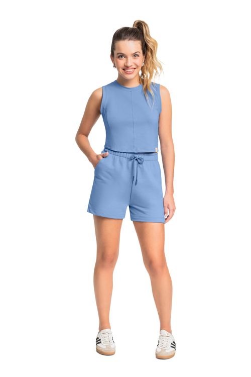 Regata Básica Juvenil em Cotton para Menina (Azul) Gloss