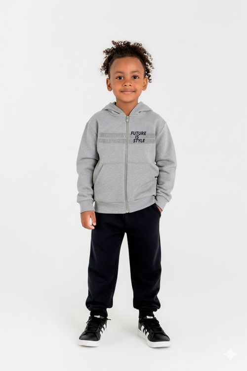 Conjunto Jaqueta e Calça Infantil para Menino (Cinza) Guloseima