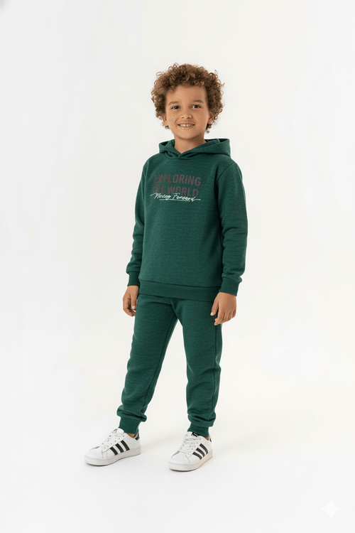 Conjunto em Moletom Sem Felpa Infantil Masculino (Verde) Guloseima