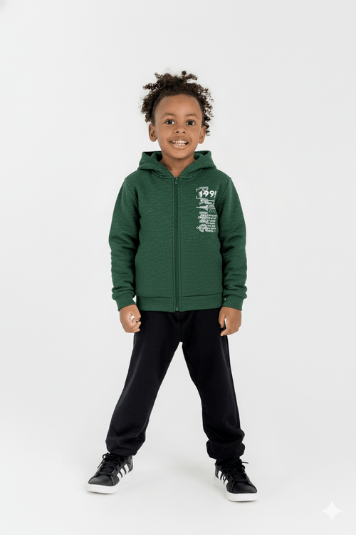 Jaqueta em Moletom Infantil para Menino (Verde Escuro) Guloseima