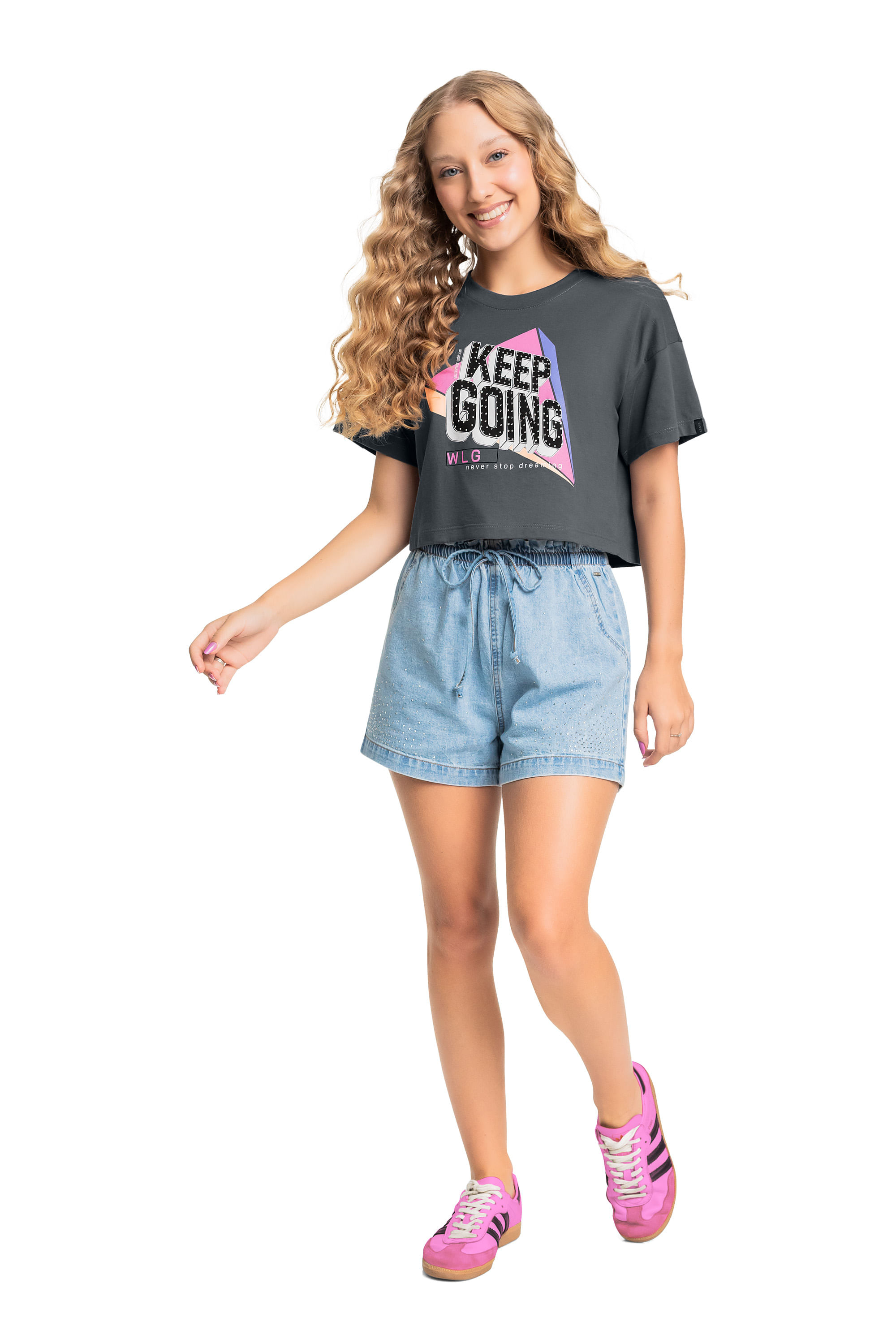 Blusa Juvenil Estampada para Menina (Cinza) Gloss