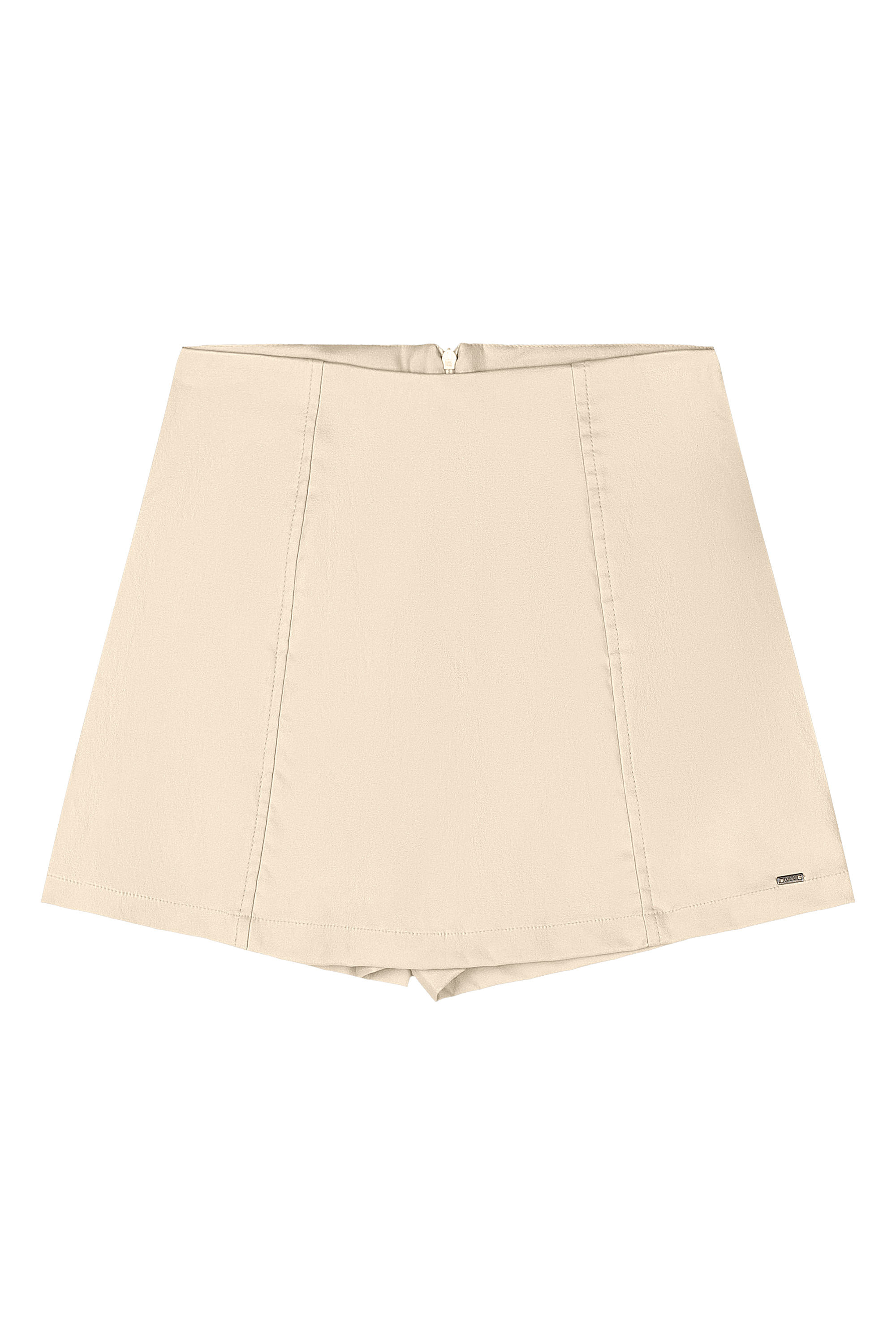 Short-Saia Juvenil em Tecido Bengaline para Menina (Bege) Gloss