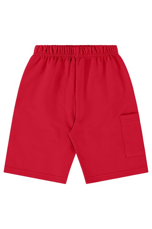 Bermuda Básica para Menino em Moletom (Vermelho) Bee Loop