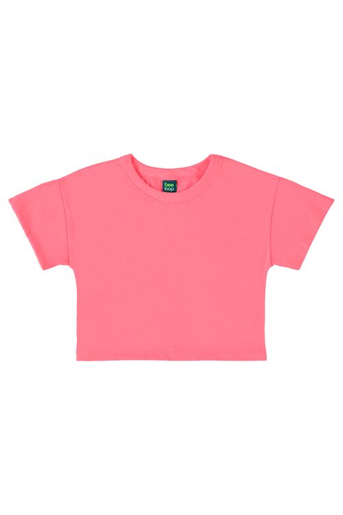Camiseta em Meia Malha para Menina (Rosa Pink) Bee Loop