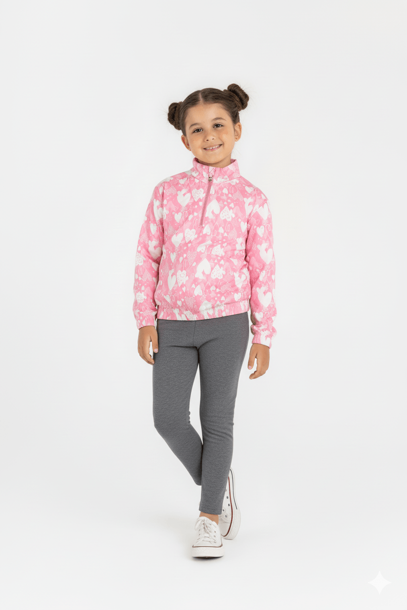 Conjunto Blusão e Calça Legging Infantil Menina (Rosa) Guloseima