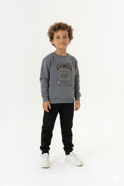 Conjunto Blusão e Calça Infantil para Menino (Cinza) Guloseima