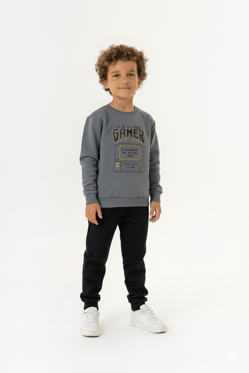 Conjunto Blusão e Calça Infantil para Menino (Cinza) Guloseima