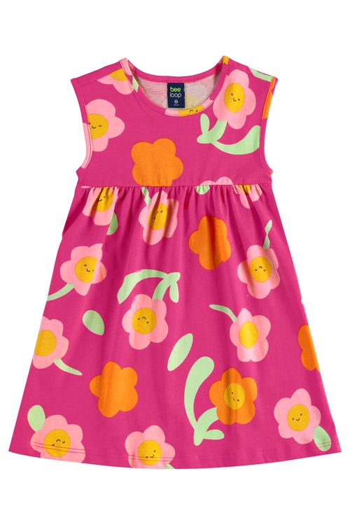 Vestido Infantil de Florezinhas para Menina (Rosa) Bee Loop