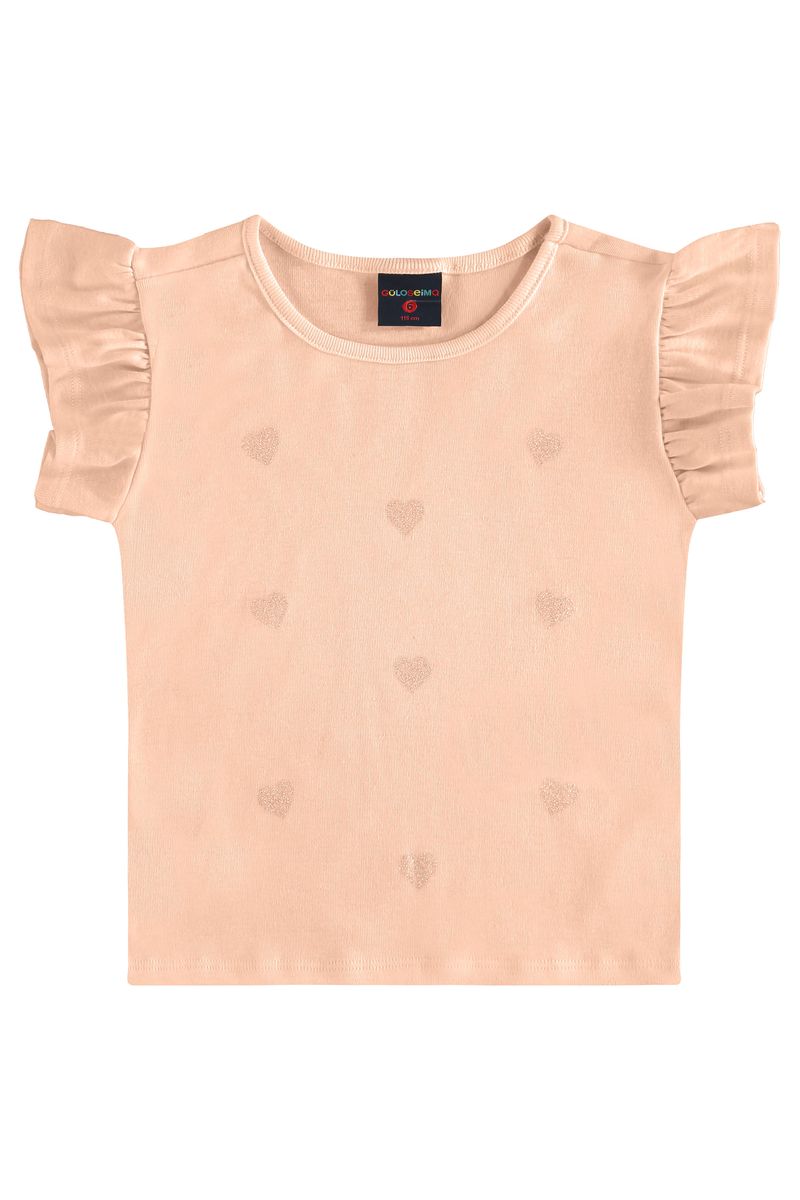 Blusa Infantil de Manga Curta em Ribana Rosa