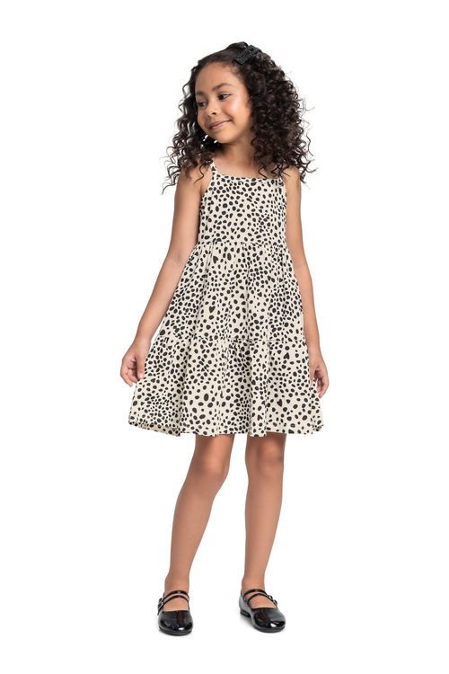 Vestido Infantil Estampado para Menina (Branco) Bee Loop