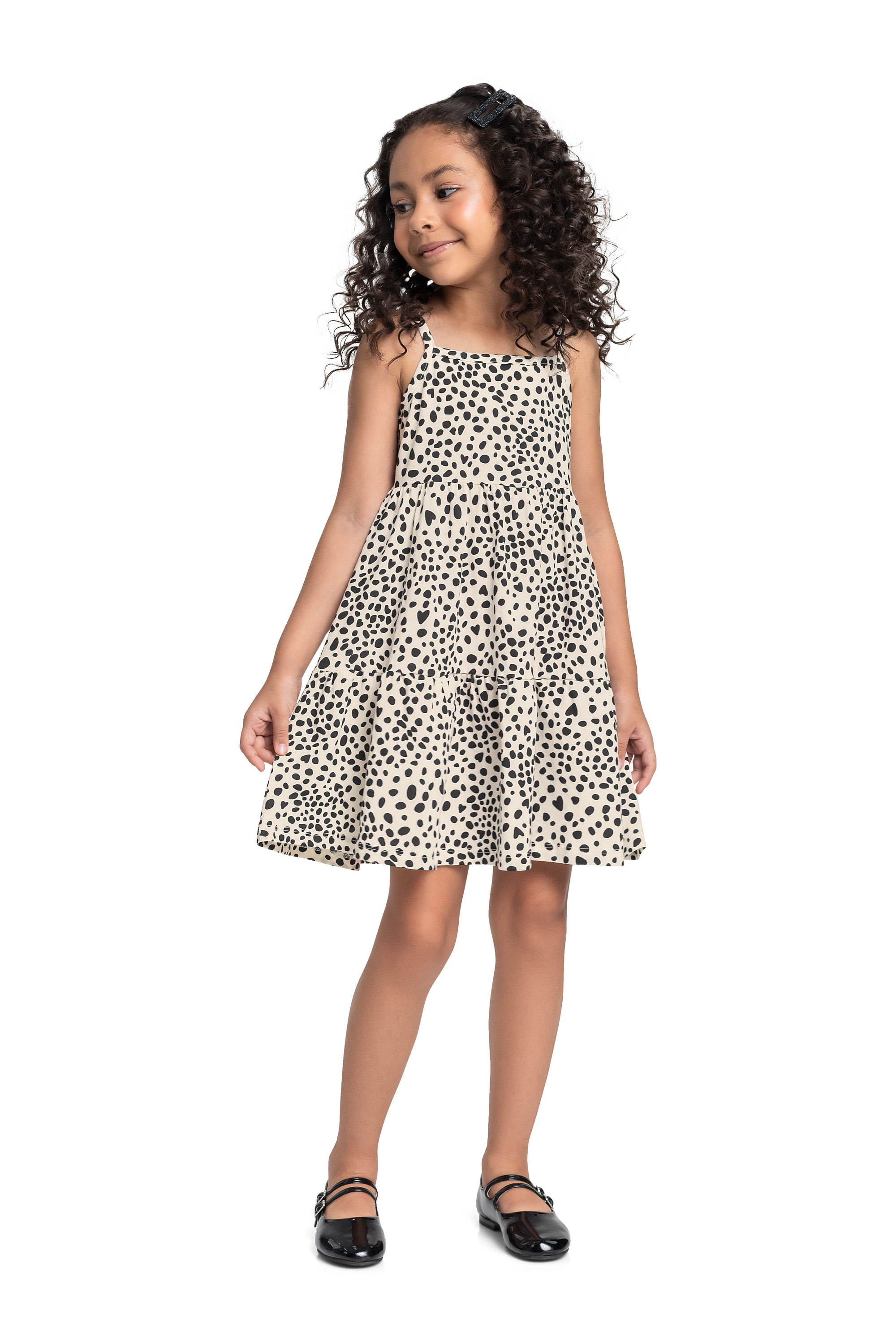 Vestido Infantil Estampado para Menina (Branco) Bee Loop