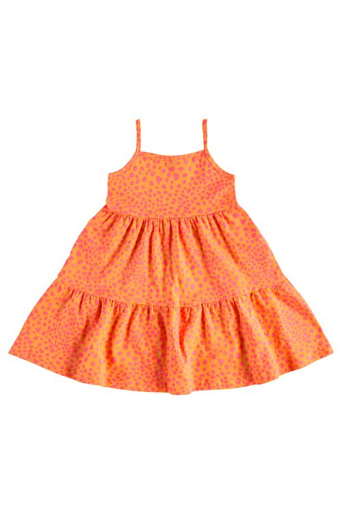 Vestido Infantil Estampado para Menina (Laranja) Bee Loop