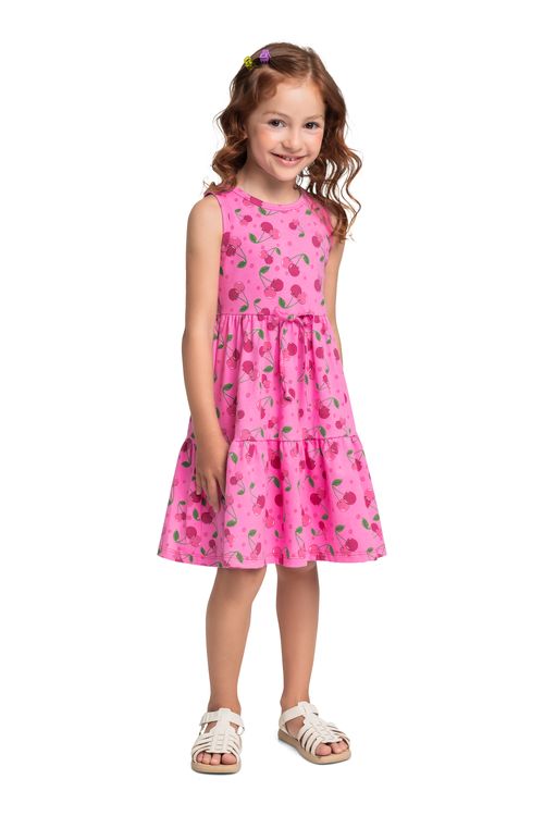 Vestido Cerejinhas em Meia Malha para Menina (Roxo) Bee Loop