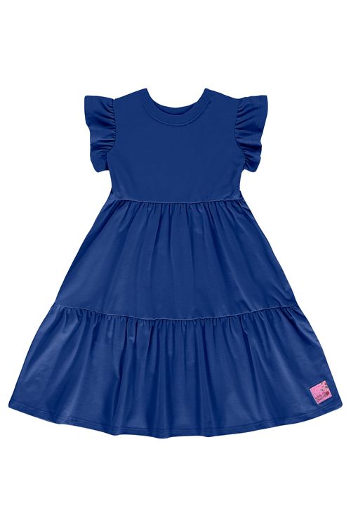 Vestido Infantil em Meia Malha para Menina (Azul) Bee Loop