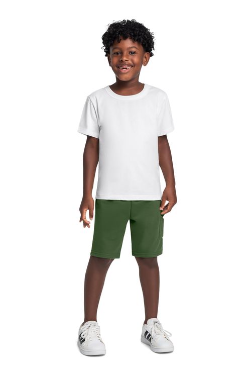 Camiseta Básica Infantil em Meia Malha para Menino (Branco) Bee Loop