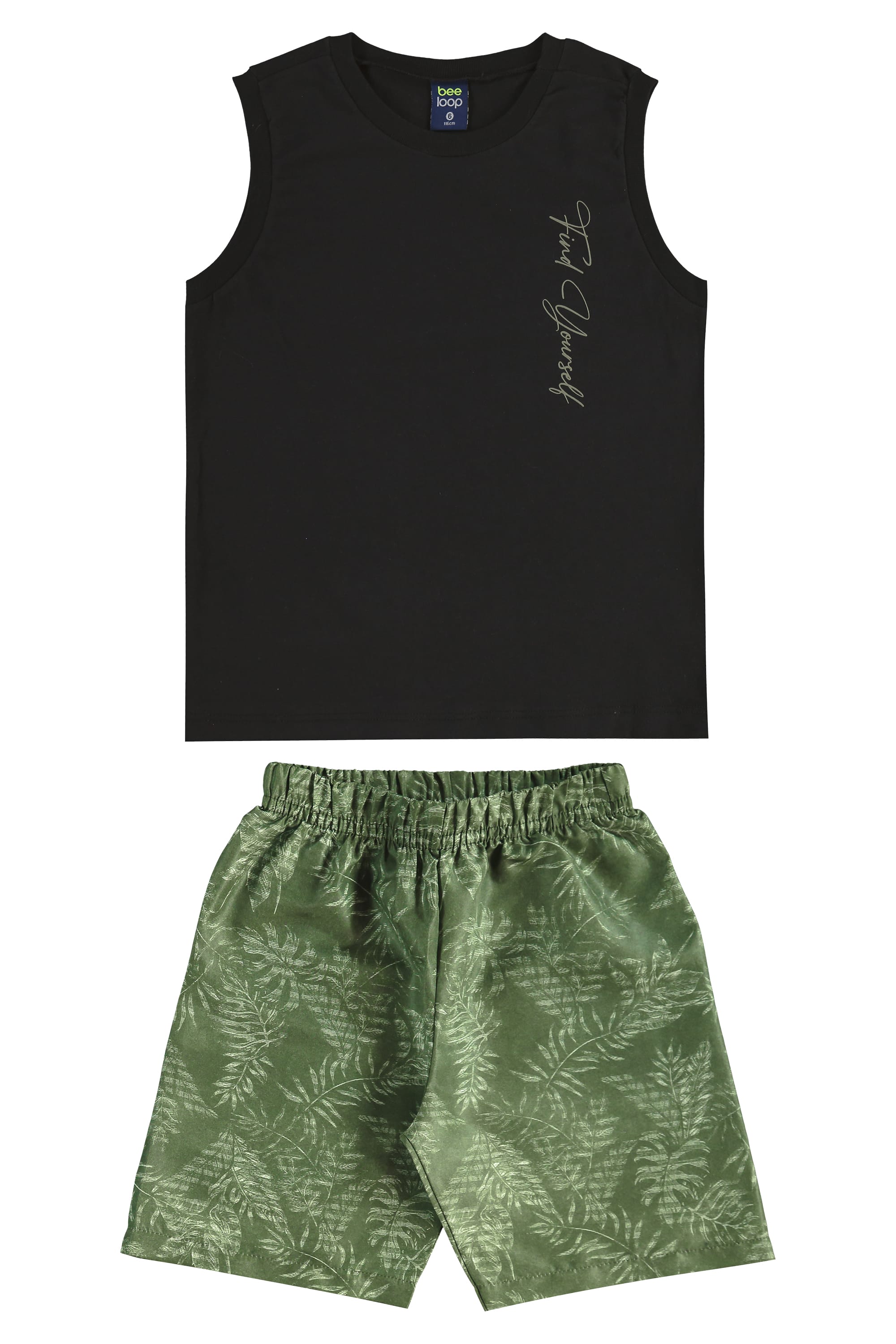 Conjunto com Regata e Bermuda Tropical para Menino (Preto) Bee Loop