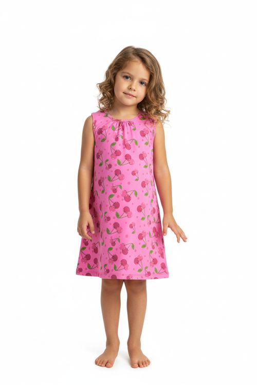 Vestido Cerejinhas Infantil para Menina (Roxo) Bee Loop