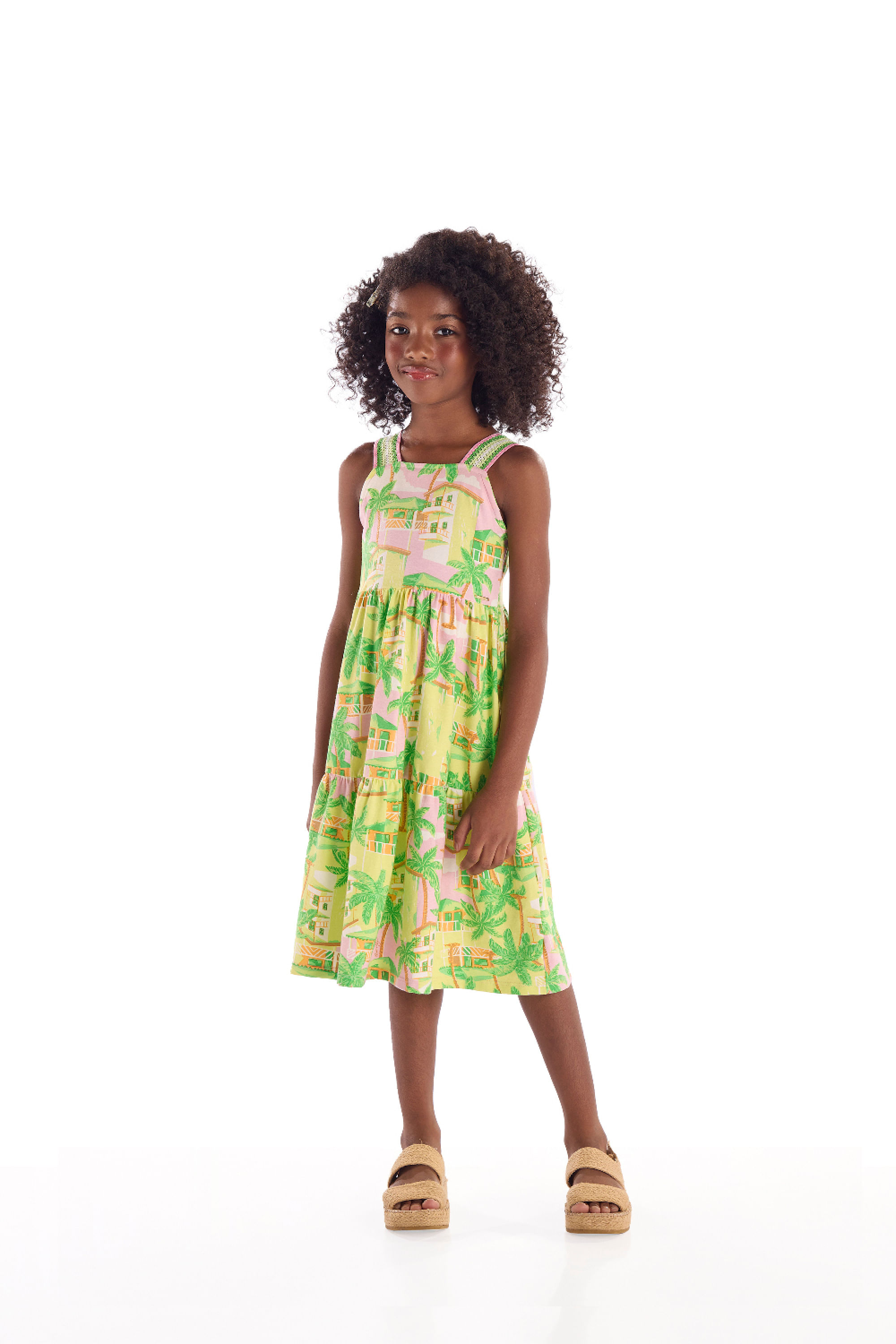 Vestido Infantil em Cotton Floral (Multicolor) Quimby