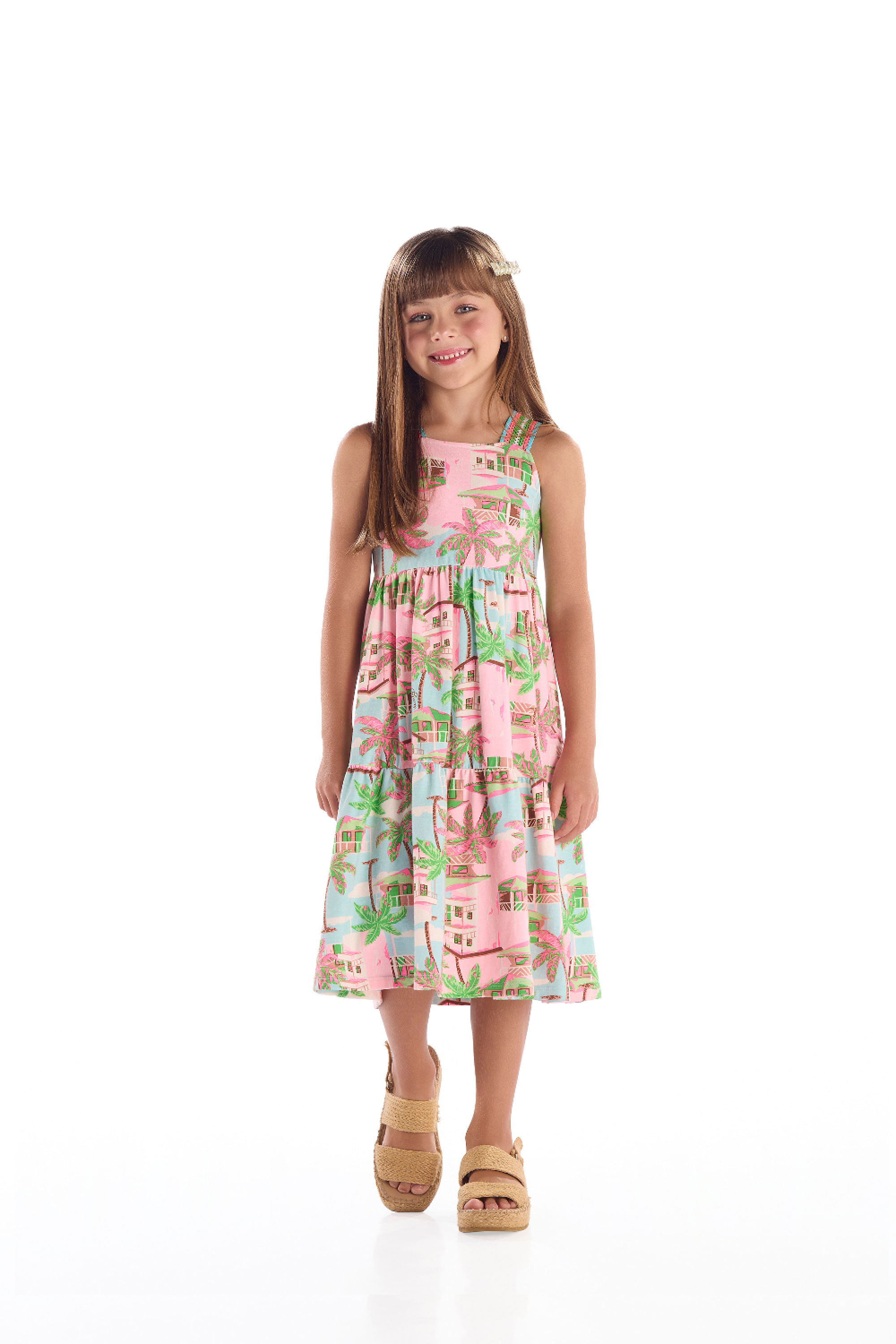 Vestido Infantil em Cotton Floral (Multicolor) Quimby