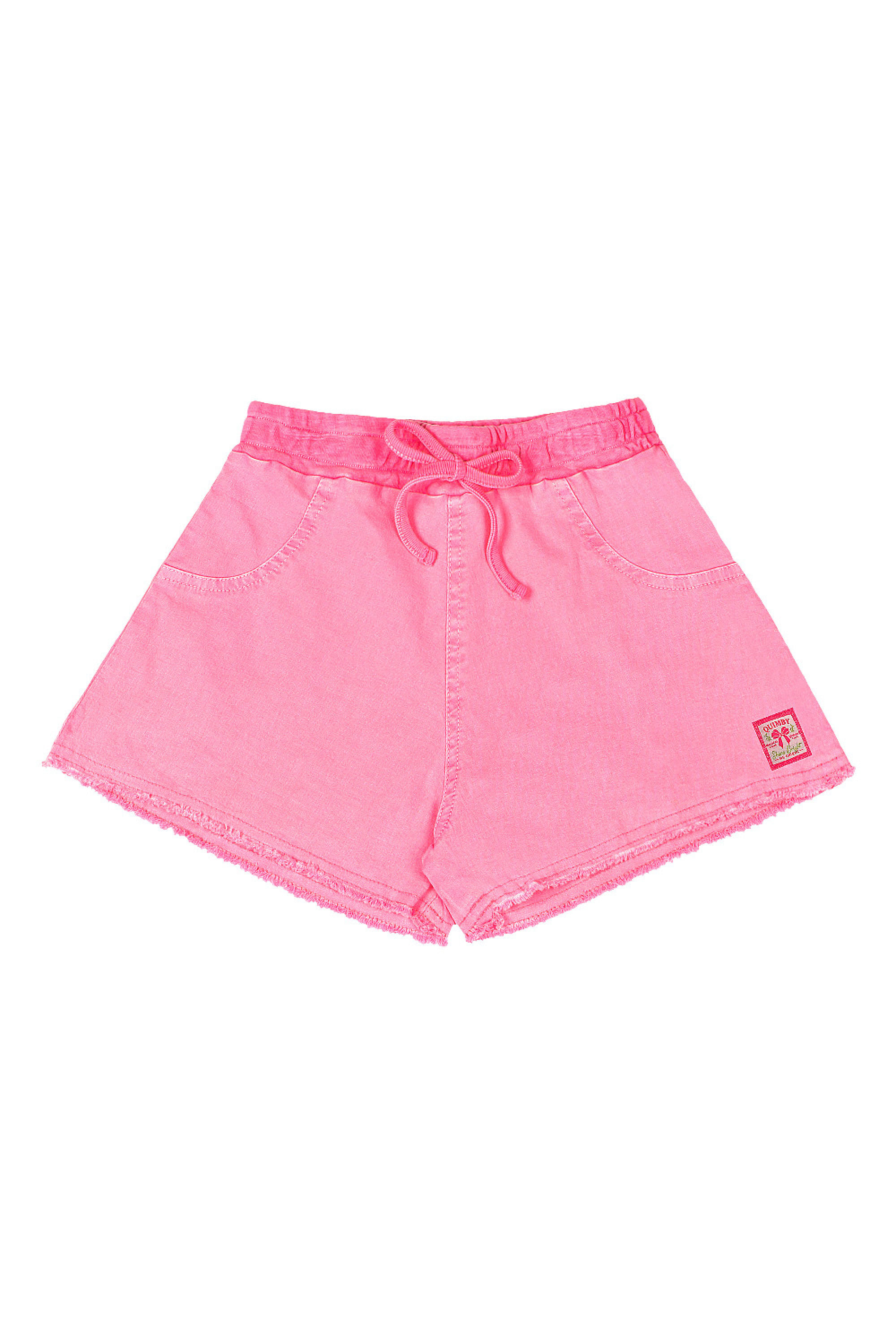 Short Infantil Feminino em Sarja com Elastano (Rosa) Quimby