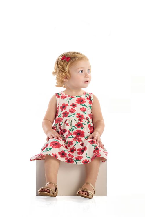 Vestido Bebê Floral em Algodão (Multicolor) Quimby