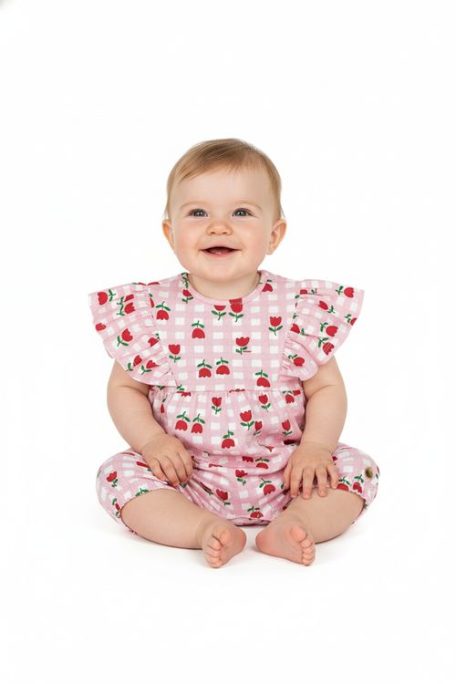 Macaquinho Bebê Estampado (Rosa) Quimby