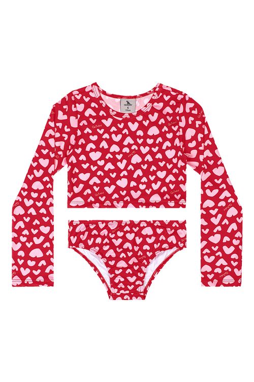 Biquíni Manga Longa Infantil UV DRY (Vermelho) Quimby