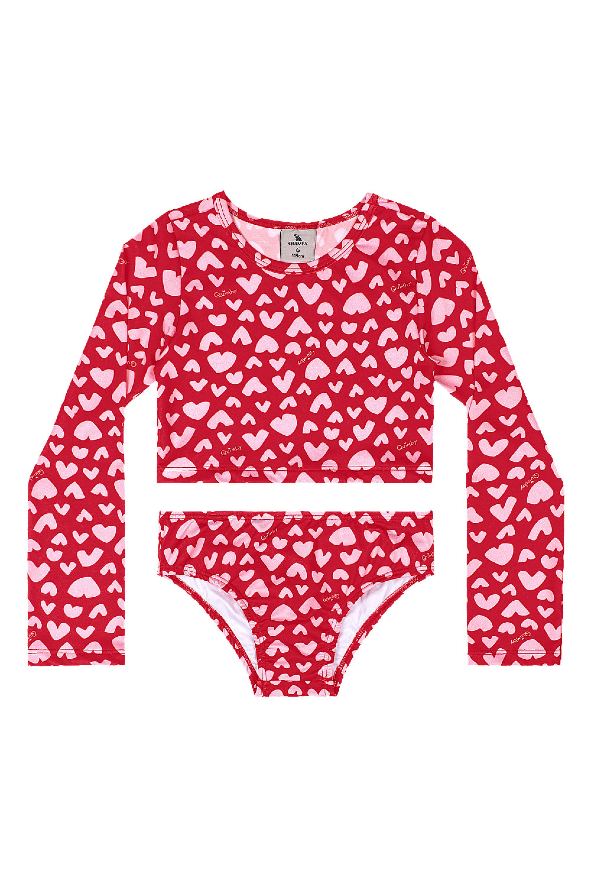 Biquíni Manga Longa Infantil UV DRY (Vermelho) Quimby