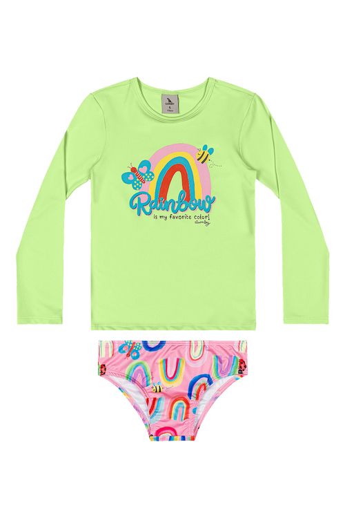 Biquíni Paraíso Infantil com Blusa e Calcinha (Verde Claro) Quimby