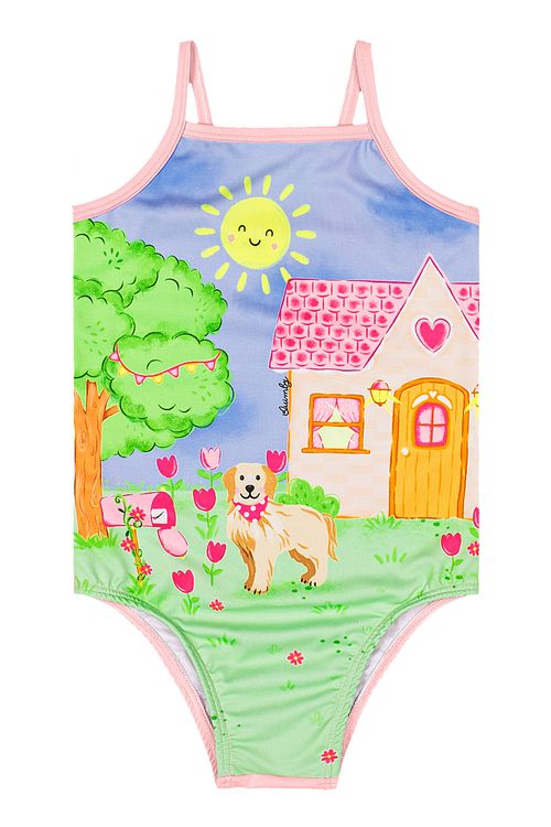 Maiô Infantil Em Malha UV DRY com Forro Em Microfibra (Rosa) Quimby